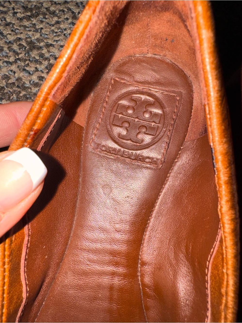 Tory Burch Tan & Black Leather Ballet Flats size 5M - Picture 10 of 13